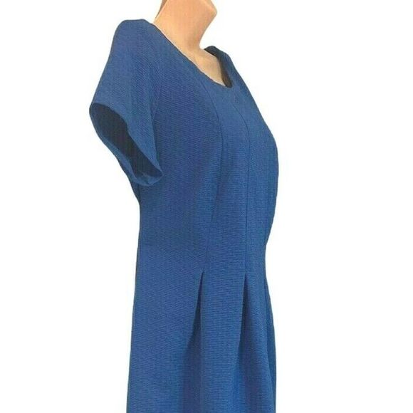 TAYLOR Mid-Weight Royal Blue Textured Knit Knee Length Office Career Dress - Picture 5 of 11